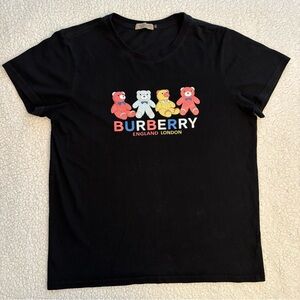 Burberry Kids Black T-Shirt with Colorful Bear Design